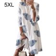 thumbnail image 1 of Vestido Mujer Vestido Estampado Vintage Manga 3/4 Paño De Cuello Redondo, Blanco Hoja, 5XL Advancent AP002219-32, 1 of 5