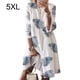 thumbnail image 1 of Vestido Mujer Vestido Estampado Vintage Manga 3/4 Paño De Cuello Redondo, Blanco Hoja, 5XL Eigraketly AP002219-32, 1 of 5