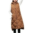 thumbnail image 3 of Juebong Womens Long Puffer Vest Thicken Winter Coats Quilted Hooded Vests Sleeveless Puffy Jacket Parkas Windproof Outerwear Gilet Brown,XXL, 3 of 8