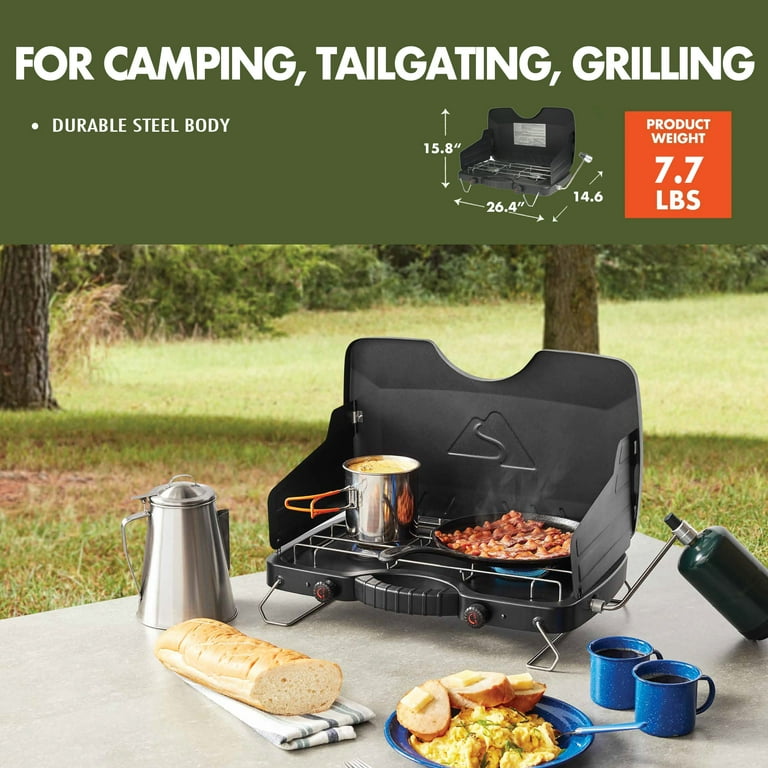 Free Shipping! Ozark Trail Camping Stove Black 2 Burner Propane