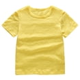 thumbnail image 1 of SUXIAN Chemises d'Été pour Enfants Hauts pour Garçons T-Shirt à Manches Courtes pour Enfants T-Shirt Décontracté à Col Rond Tee Confortable pour Garçons T-Shirt Uni à Col Rond en Coton Jaune 4-5 Ans, 1 of 2