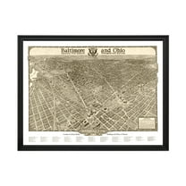 Washington Art, 1923 Vintage Map of Washington , DC History Wall Decor Gift, Old Washington Map - 24" x 18" Black Framed Print