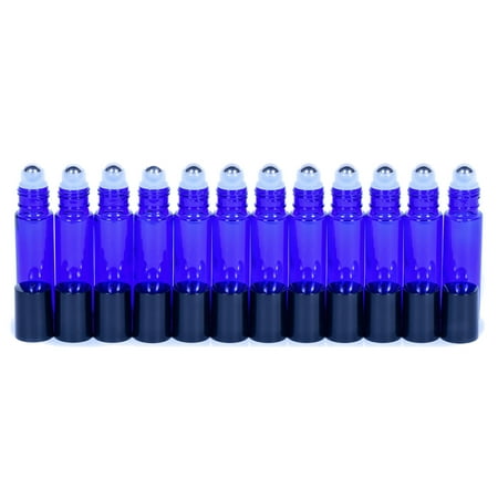 - Cobalt Blue Glass Roller Bottles W/ Stainless Steel Balls For Essential Oils (12 Pack, 10ml Size) - Includes 12 Pipettes for Easy Transfer of Essential Oils - For Aromatherapy, Perfumes & Other Liquid