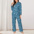 thumbnail image 2 of KLL Dinosaur Skull Print Women's Long Sleeve Pajamas with Pants Sleepwear Loungewear 2 Set-XX-Large, 2 of 7