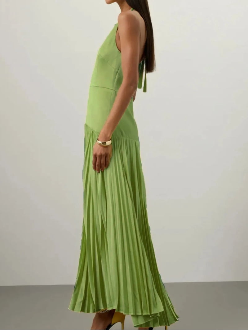 cotton spandex halter dress 8374
