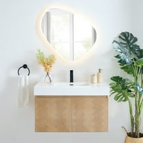 Siena 36" Wall-mounted Wood Vanity in Light Brown Artificial SInk with Mirror