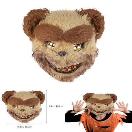 Scary Bloody Bear Mask Costume Prop Mask Dress-up Accessory for Halloween Masquerade Cosply Costume Party Performance (Yellow)