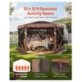thumbnail image 2 of Gazebo Screen Tent 12x12 ft, 6-Sided Camping Canopy, Removable Top, Quick-Set, Bite-Proof Sun Shelter for 8-10 Person, Backyard Patio, Brown, 2 of 7