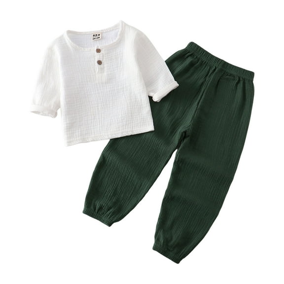 Gerichy Winter Long Sleeve Sweatshirt Sweatpant Toddler Kids Baby Boy Girl Solid Pullover Long Sleeve Cotton Linen Sweatshirt T Shirt Crewneck Tops Shorts Set Clothes 2 Piece Outfits Set