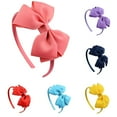 thumbnail image 6 of Solid Color Little Girls Boutique Tiara Headwear Hair Hoop Ribbon Headbands Bow Hairband Kids Hair Accessories WHITE, 6 of 8