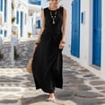 thumbnail image 4 of Women's Sleeveless Summer Maxi Dress, Elegant Ruched Cross Front Swing Wedding Guest Casual Dresses, 4 of 7