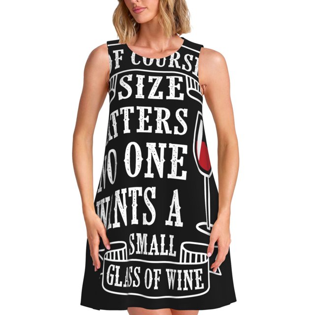 Disketp Wine Funny para Vestido sin Mangas para Mujeres, Vestidos de Verano para Mujeres, Casual y Holgado para la Playa