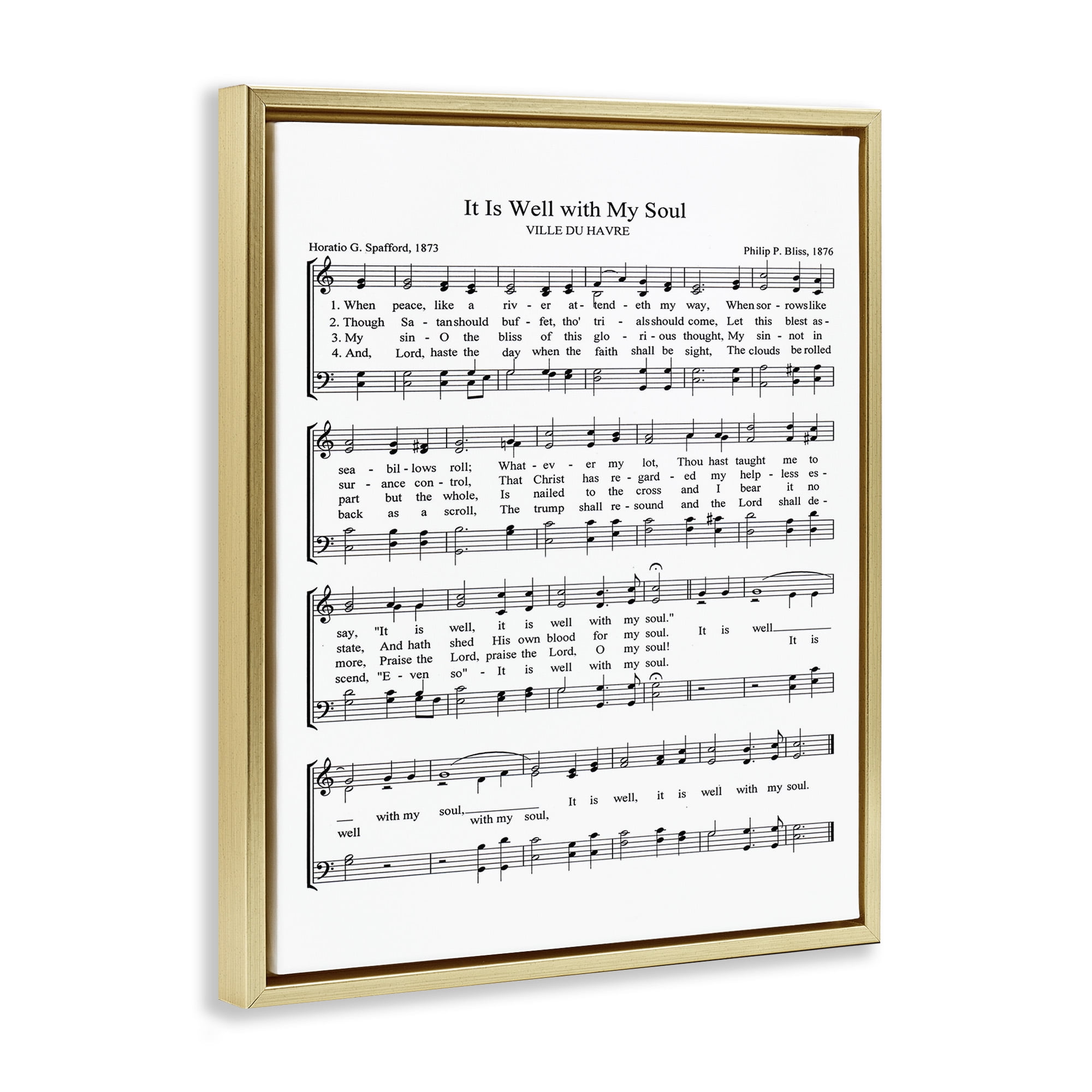 Stupell Industries Well With My Soul Sheet Music Beauty & Fashion Painting Gold Floater Framed Canvas Art Print Wall Art, 17 x 21