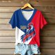 thumbnail image 1 of Women's Football Graphic T-Shirt,V-Neck Short Sleeve Graphic Print T-Shirt, Lightweight Summer Casual Soft Top for Everyday Wear for Soccer Tournament 2026 Yellow Size: M, 1 of 4