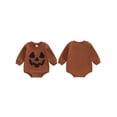 thumbnail image 3 of Aojekbee Baby Girls Boys Sweatshirts Rompers Halloween Clothes Pumpkin Face Patch Long Sleeve Toddler Fall Bodysuits, 3 of 10