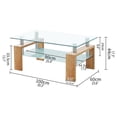 thumbnail image 2 of LUVCMFT Living Room Rectangle Glass Coffee Table, Center Table with Tempered Glass Top & Open Shelf, 2-Tier Tea Table Waiting Area Table for Home, Office, Reception Room, Style B, 2 of 6