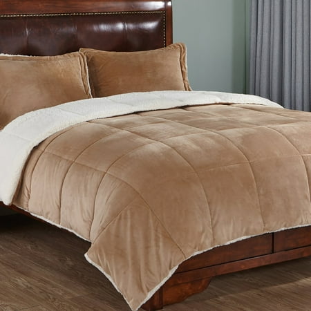 Peace Nest 3 Piece Beige Sherpa Reversible Down Alternative