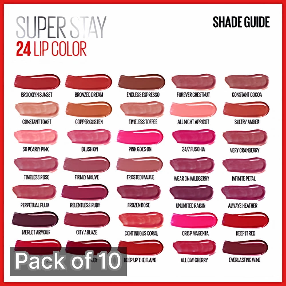 Maybelline Super Stay 2-step Liquid Lipstick, Timeless Rose (Pack of 10)