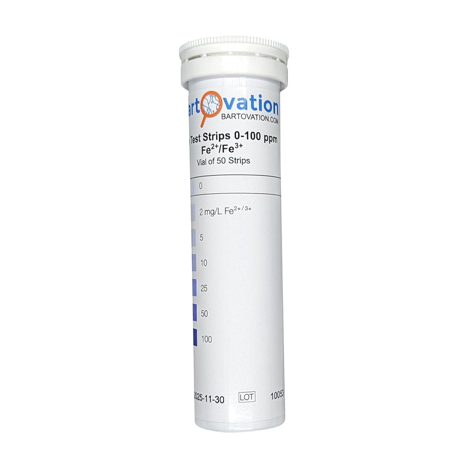 Bartovation Iron Test Strips for Measuring Fe2+ (Ferrous) and Fe3+ (Ferric) in Water 0-100 ppm [50 strips]