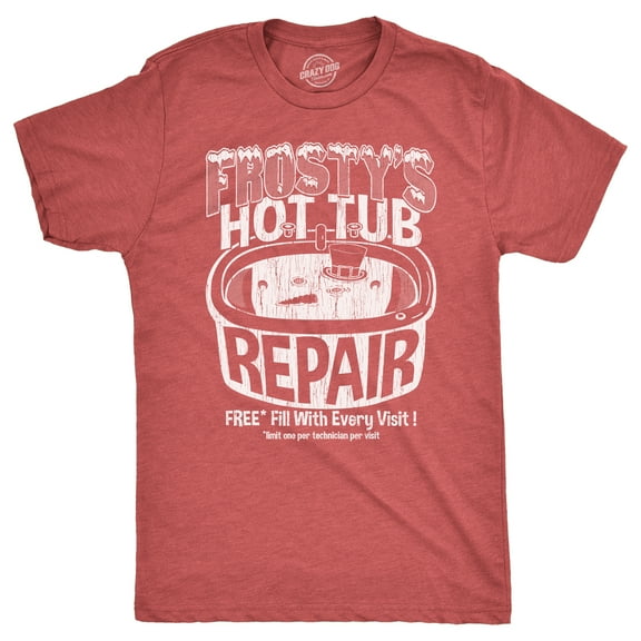Mens Frostys Hot Tub Repair T Shirt Funny Xmas Season Snowman Service Joke Tee for Guys Graphic Tees