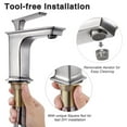 thumbnail image 3 of Aquaterior Modern 1 Hole Vanity Sink Faucet Square Cold & Hot Water Tap Nickel 3.75 lbs, 3 of 10