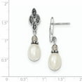 thumbnail image 2 of Sterling Silver Polished & Antiqued Crystal, Marcasite & FW Cultured Pearl Post Dangle Earrings, 2 of 2