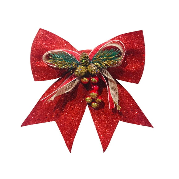 C Christmas Bow Tie Decoration Large Three-Dimensional Hanging Ornament For Tree Wall Home Hotel Mall Holiday Party Festive Decor Non-Woven Fabric Bow Accessory 1Pc Size 9.8X10.6In Weight