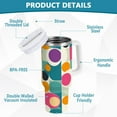 thumbnail image 2 of Yayeee 30oz Stainless Steel Tumbler with Straw and Handle Double-Wall Insulated Travel Water Bottle, Green Geometric, 2 of 8