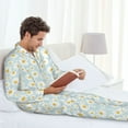 thumbnail image 6 of Daiia Daisies Flowers for Men's Long-Sleeved Pajama Set – Soft & Comfortable Sleepwear Button-Up Pajamas Cozy Lounge Wear-XX-Large, 6 of 7