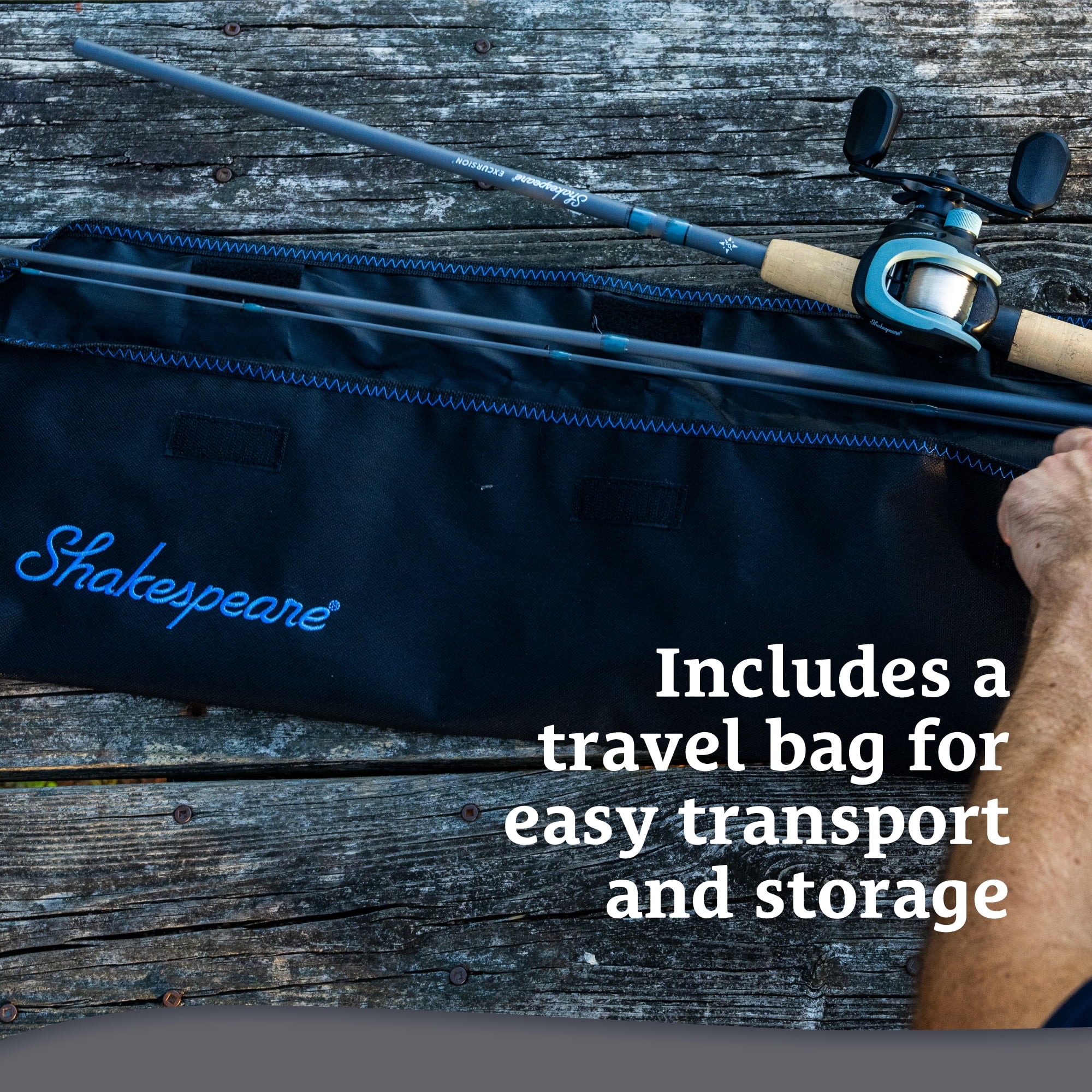 Shakespeare Excursion Baitcast Fishing Combo, 7' Medium Heavy Rod, Right-Handed Reel