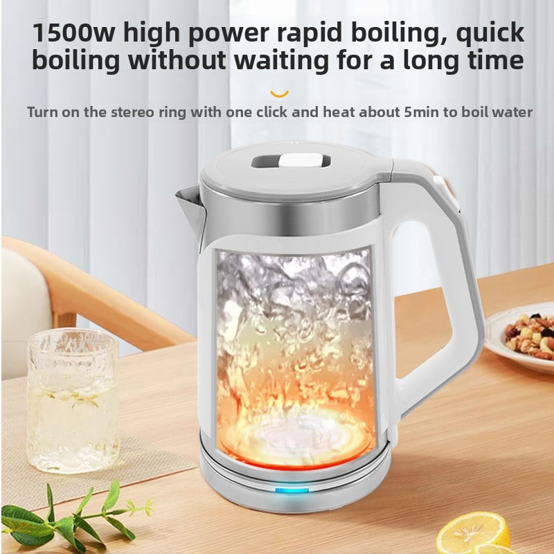 110v electric kettle, 304 stainless steel, 2.0L large capacity, fast heating, double-layer anti-scalding, automatic power-off