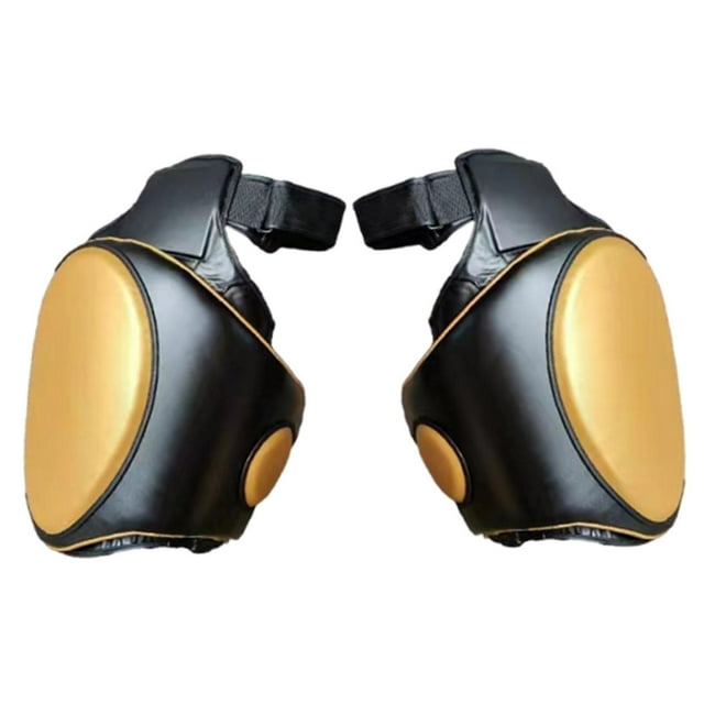 Almohadillas de muslo para Muay Thai, almohadillas de patada para Muay Thai, EVA, protección profesional para muslos de entrenamiento de golpes Oro negro
