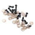 Mgaxyff 100pcs 6/9/10/12MM Black Plastic Doll Safety Eyes W/ Washer For
