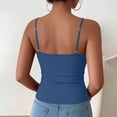 thumbnail image 4 of idosla Women Y2k Aesthetic Teen Girls Sweetheart V Neck Ruched Camisole Tops Slim Fit Spaghetti Strap Crop Summer Preppy Tank (Blue, XL), 4 of 4