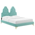 thumbnail image 2 of Modway Alexandria Tufted Performance Velvet Twin Platform Bed in Mint, 2 of 10