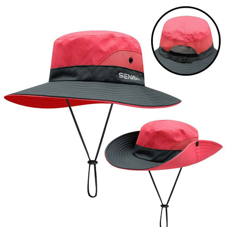 Women Waterproof Sun Hat Outdoor UV Protection Bucket Mesh Boonie Hat  Adjustable Fishing Cap 