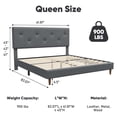 thumbnail image 3 of Frostbloom Queen Size Linen Upholstered Platform Bed Frame with Adjustable Headboard, Gray, 3 of 8