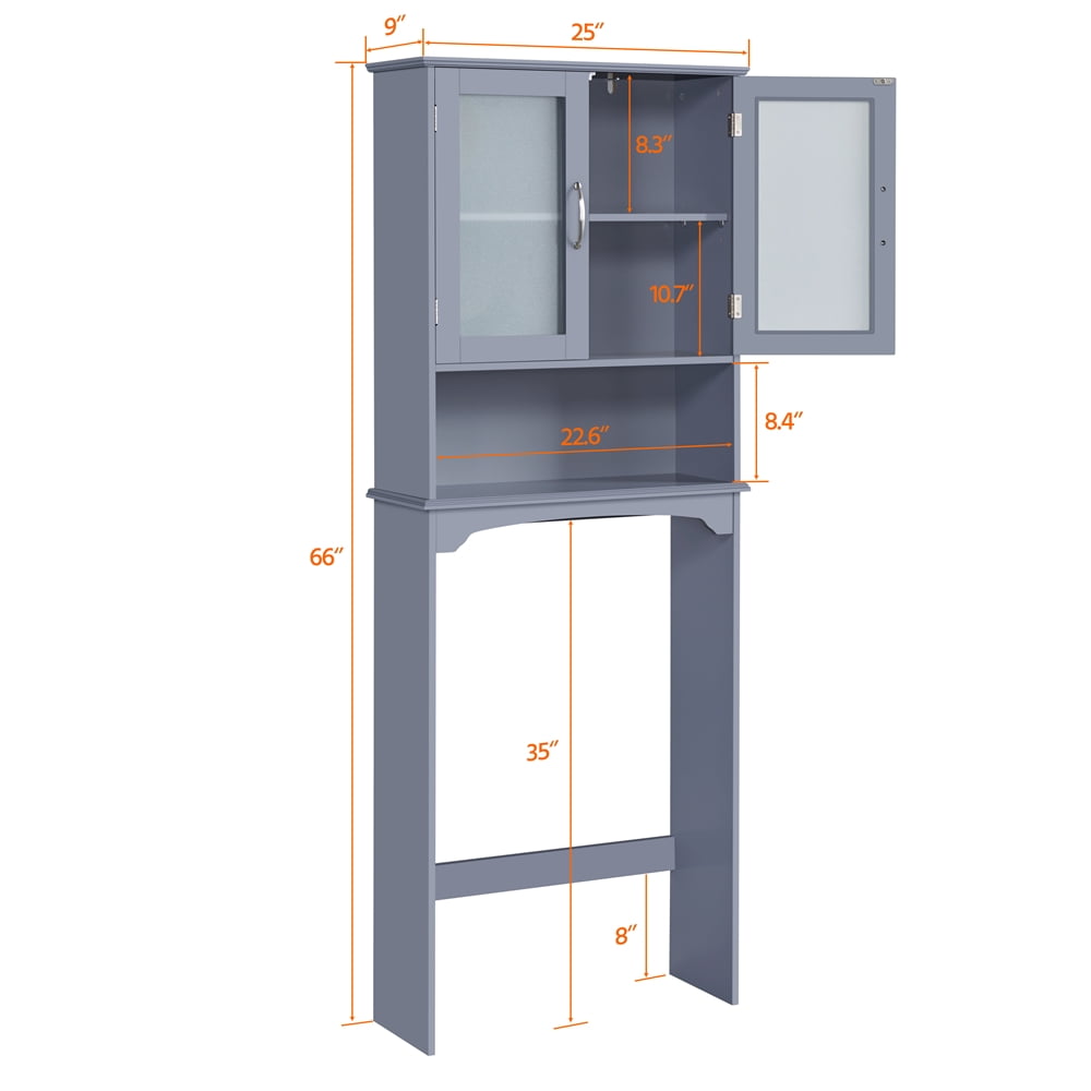 Alden Design 9" Width Over the Toilet Storage Cabinet 3-Shelf for Bathroom, Gray