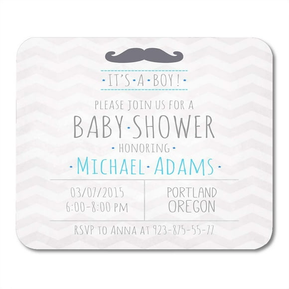 POGLIP Shower Gray Baby Watercolor to The Fo Boy with Mustache and Zigzag Pattern Blue Its Little Mousepad Mouse Pad Mouse Mat 9x10 inch