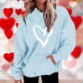 thumbnail image 2 of Penkiiy Mode Décontractée pour Femmes Impression de la Saint-Valentin Hauts à Manches Longues Sweat à Capuche 3TG Bleu Clair, 2 of 5