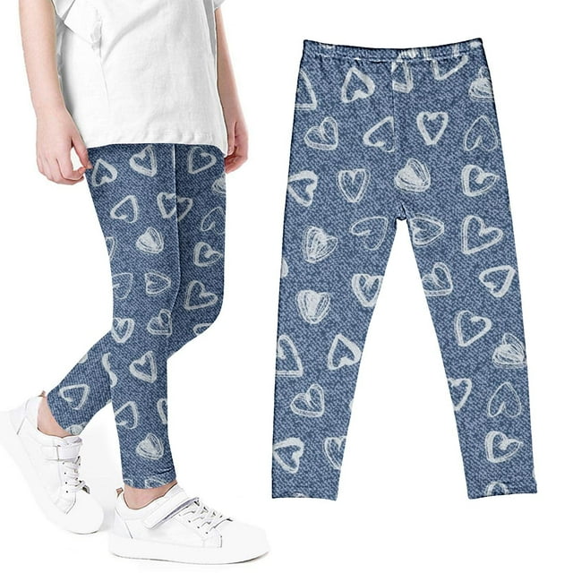 Odeerbi 3-8 Años Niñas Leggings Mallas Elásticas Imitación Denim Pantalones de Verano Cintura Alta Panty Suave