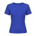 thumbnail image 2 of Girls Tshirts Short Sleeve T Shirts Summer Slim Fit Crew Neck Tops Ribbed Knit Tees Basic Clothes for Kids Blue 13 Years-14 Years, 2 of 4