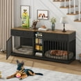 thumbnail image 2 of Luku 82" Double Dog Crate Furniture, Indoor Wooden Kennel for 2 Dogs with 4 Drawers, Shelves & TV Stand, 2 of 7