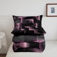 thumbnail image 4 of YST Neon Pink and Black Comforter Set Full for Girls Women,3D Square Geometric Bedding Set,Abstract Glowing Checkered Comforter Set Lightweight Soft,Grid Geometry Quilt Bed Set 3Pcs, 4 of 5