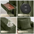 thumbnail image 3 of Oversized Chaise Lounge Chair Indoor with USB and Cup Holder, 56.5" Sleeper Sofa Bed with Table Board and Storage Ottoman, Corduroy Upholstered Reading Chair for Bedroom, Green, 3 of 8