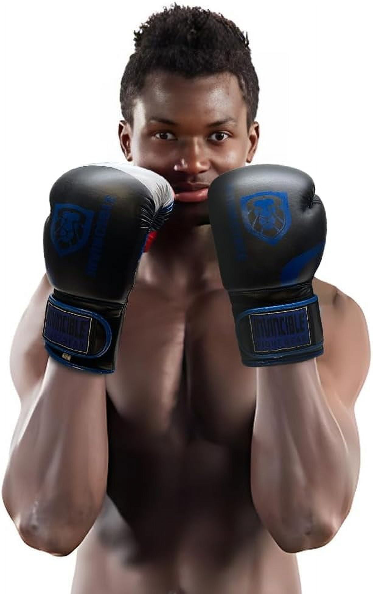 Invincible Fight Gear Standard Leather Hook and Loop Training Boxing Gloves in Ideal for Boxing, Kickboxing, Muay Thai, MMA for Men Women and Kids