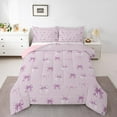 thumbnail image 2 of Erosebridal Girly Pink Bowknot Bedding Toddler Comforter Set, Cute Bow Down Comforter, Abstract Striped Decor, Reversible, 2 of 7