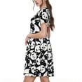 thumbnail image 2 of Gukieu Cute Panda (3) Print Women's Short Sleeve Dress, Elastic Waistband A-line with Pockets Summer Dress, Suitable for Daily Leisure, Work, Vacation, 2 of 6