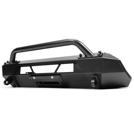 Suitable for Steel Front Winch Bumper Compatible with 2016-2023 Toyota Tacoma w/Push Bar Standard Winch Mount Black Front Bumper Grill Grille Guard Protector Brush Guard Brush Push Bar Split Type