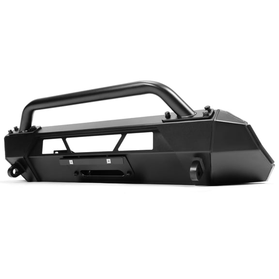 Suitable for Steel Front Winch Bumper Compatible with 2016-2023 Toyota Tacoma w/Push Bar Standard Winch Mount Black Front Bumper Grill Grille Guard Protector Brush Guard Brush Push Bar Split Type